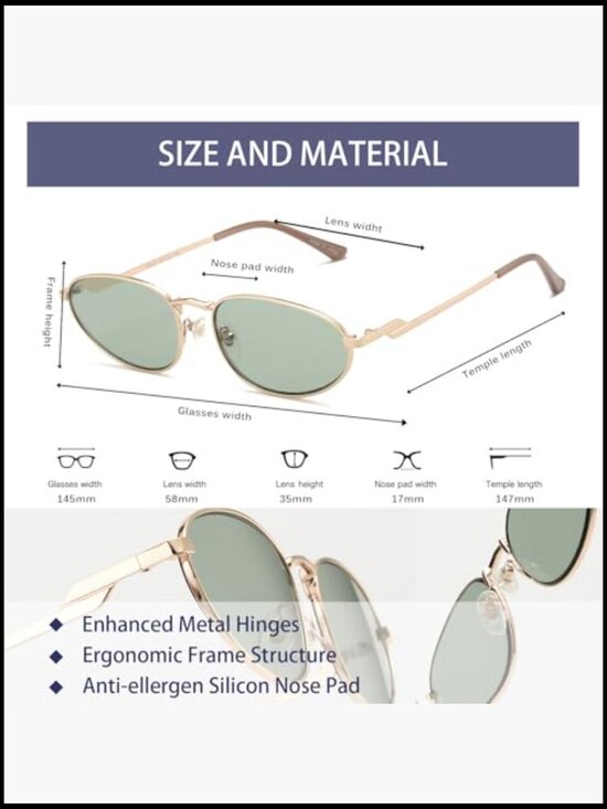 Retro Oval Cat Eye Sunglasses UV400 Protection Gold Plated Metal Frame main image 5